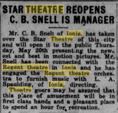 Regent Theatre - 1920 Article (newer photo)